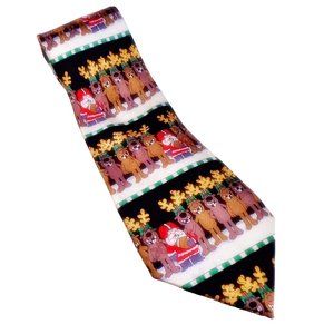 Men's 60 inch Neck Tie Vintage Christmas Santa Coach Sports Silk American Greeti